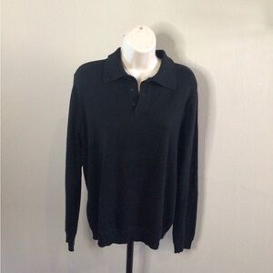 Cullen Black Silk blend Sweater Mens Button Closure Long Sleeves size medium